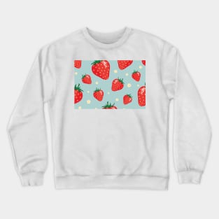 Cute Strawberries Pattern Mask - Beautiful Sunflower background - Great Gift For Her Crewneck Sweatshirt